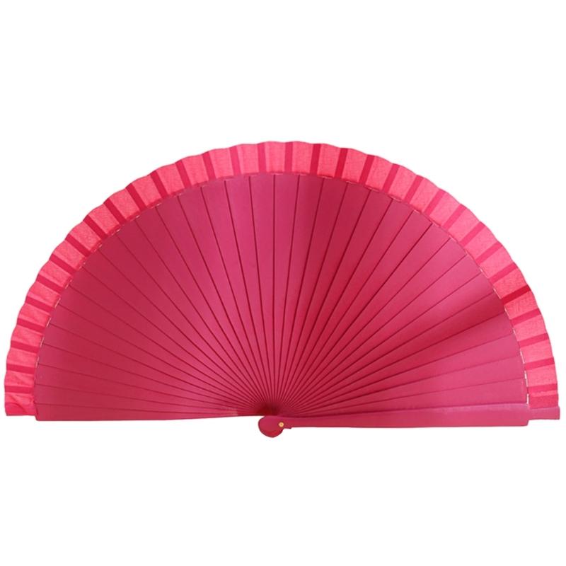 Traditional Wooden Hand Fan Classical Vintage Spanish Solid Color Folding Fan