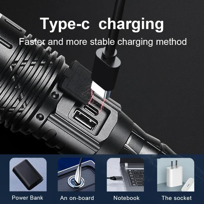 High Power LED Flashlights Super Bright Rechargeable Flashlight 4000M Most Powerful Torch Outdoor Camping Lantern