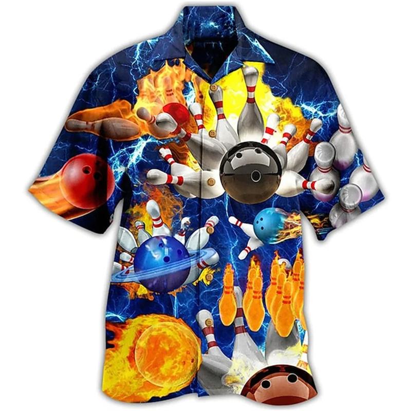 Nuova Camicia da Uomo con Stampa 3D Motivo Bowling Vintage Classica Camicia Street Oversize Uomo Donna Abbigliamento Blusa