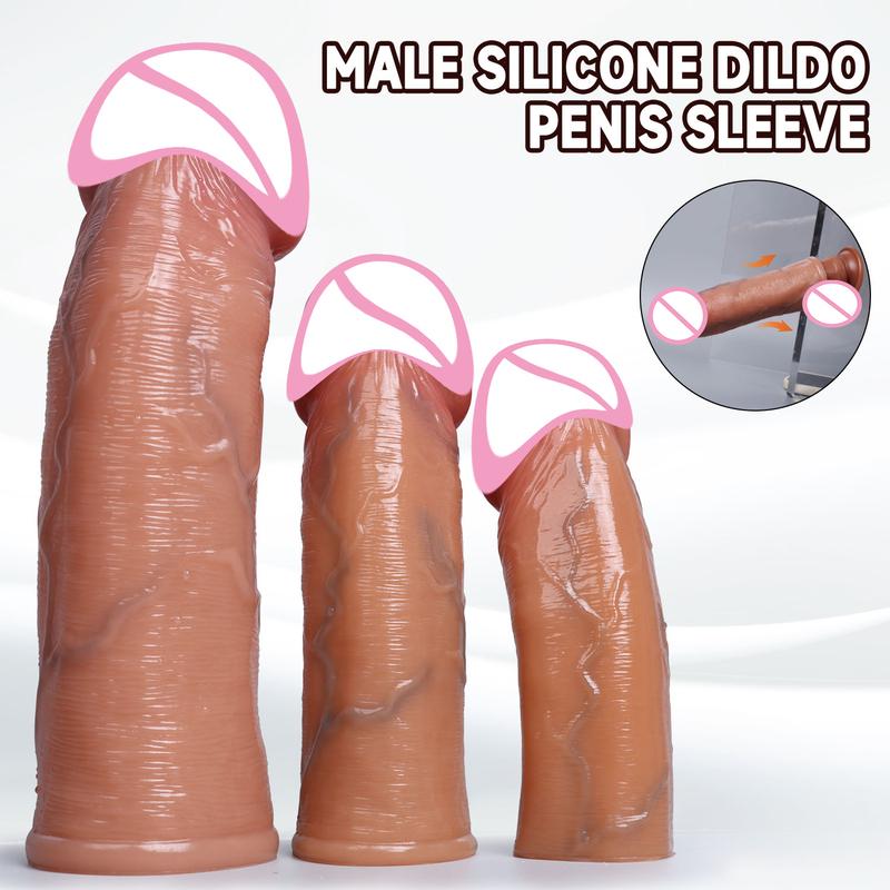 Soft Silicone Cock ring Condom Enlargement Dildo Penis Sleeve Realistic Penis Extender Adult Sex Toys for Men Condom Cock Sleeve
