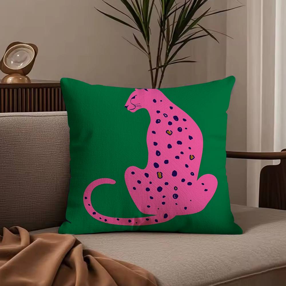 Federa Cuscino con Motivo Geometrico Animale Leopardo Federa Anti-acaro Cerniera Invisibile Peluche Corto Setoso Copricuscino per Divano