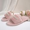 Fashion Pearl Cotton Mopping Winter New Round Toe Open Toe Plush Platform Anti-slip Wear-resistant Flats
