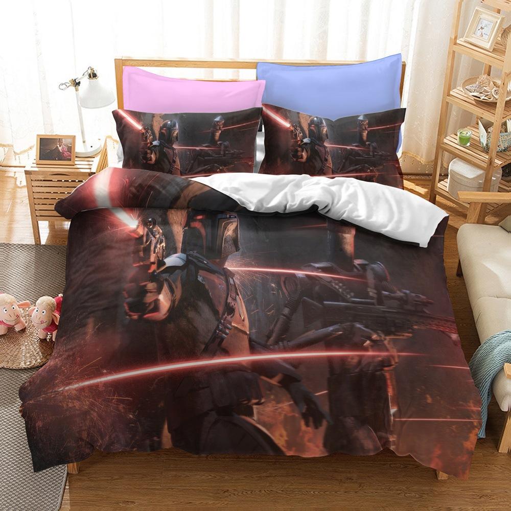 Juego de Ropa de Cama, Serie Mandalorian Tamaño Funda Nórdica de Tres Piezas