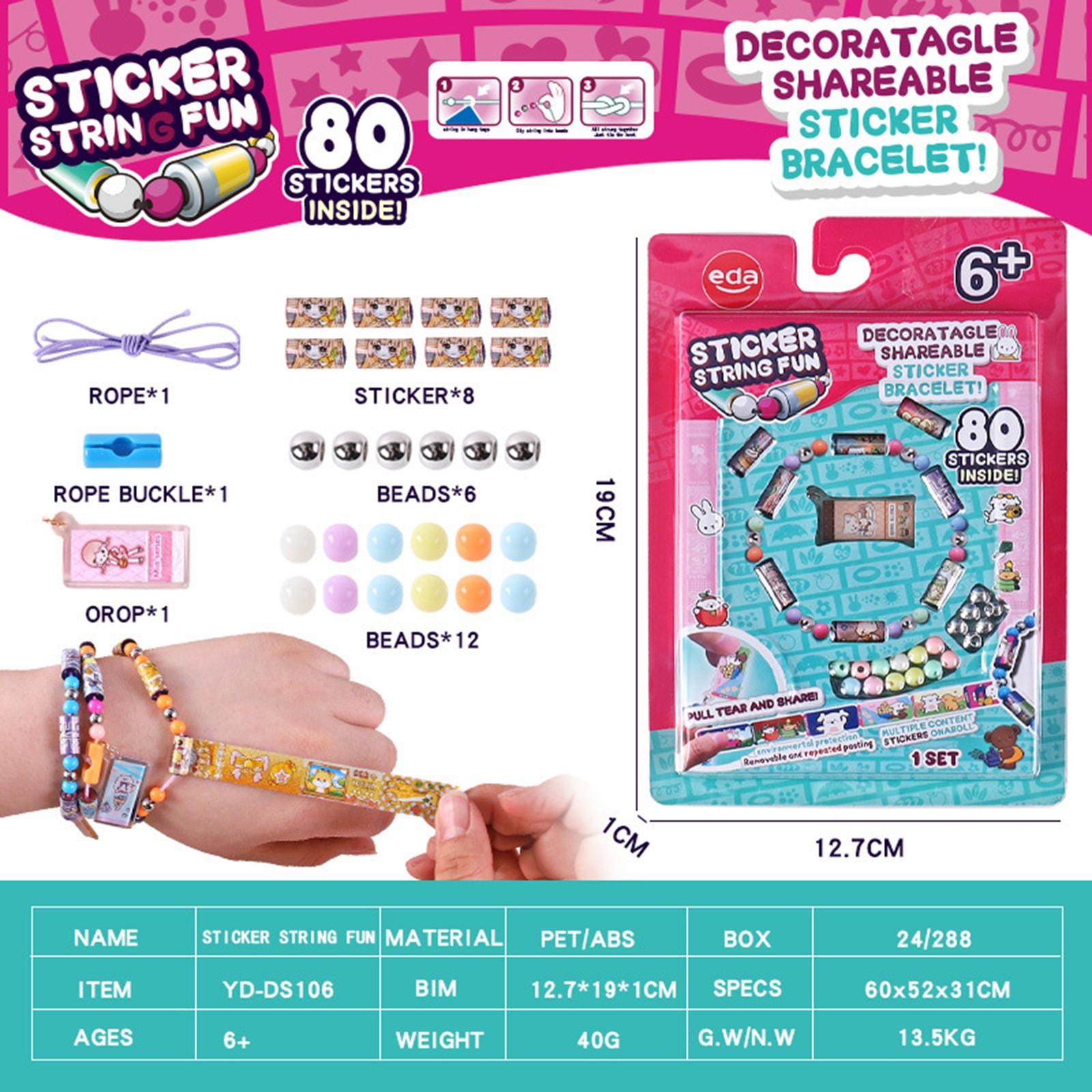 

Girls Creative Bracelet Stickers Beaded Bracelet DIY Handmade Sticker Toy One Size