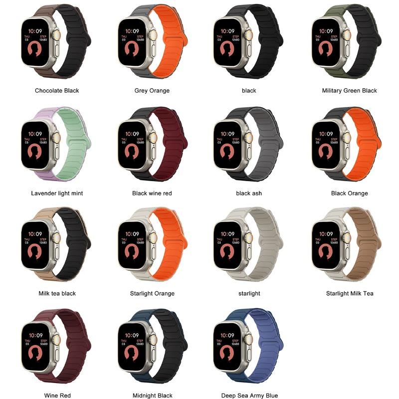 Two-tone strap for Apple watch ultra 3 49mm 45 44 38 40mm Magnetic sport band for iwatch 11 10 9 8 7 6 5 4 se3 Silicone Bracelet