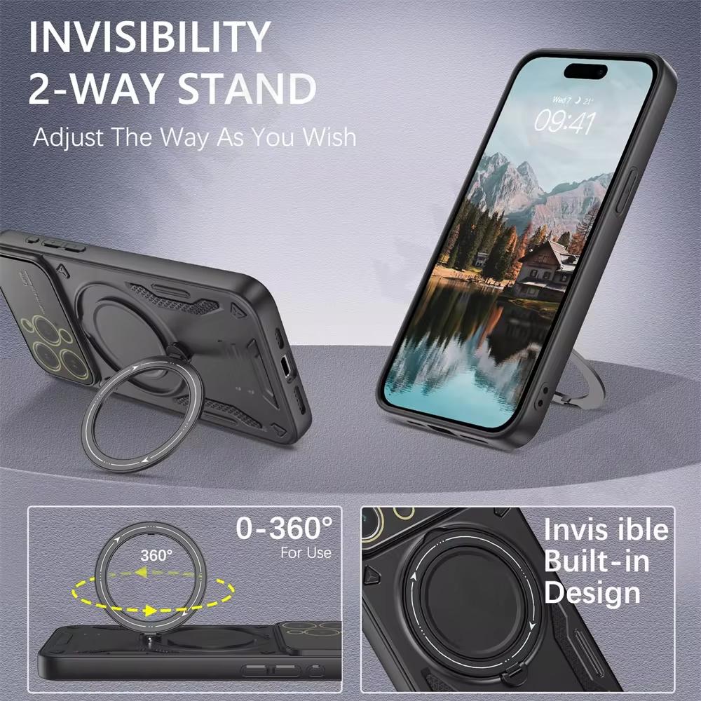 For iPhone 17 Pro Max Air Magnetic Ring Stand Cases For iPhone 16 13 12 11 Pro Max 15 14 Plus For Magsafe Shockproof Phone Cover