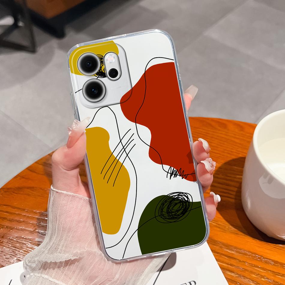 For Oppo Reno 14F 5G Phone Case Leisure Style Patterns Soft Silicone TPU Transparent Lightweight Cover For Oppo Reno14 F Capa