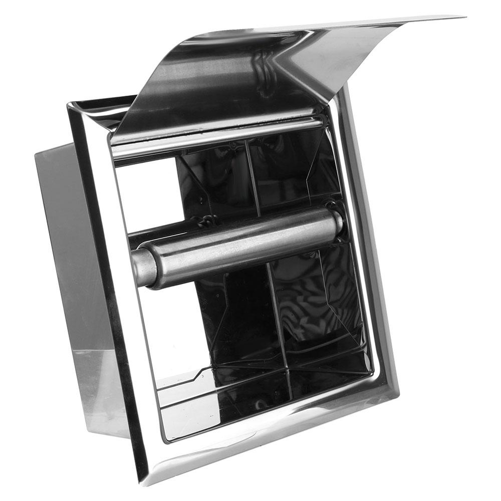 Stainless Steel Wall Mounted Roll Paper Box Concealable Toilet Paper Holder Polished Chrome
