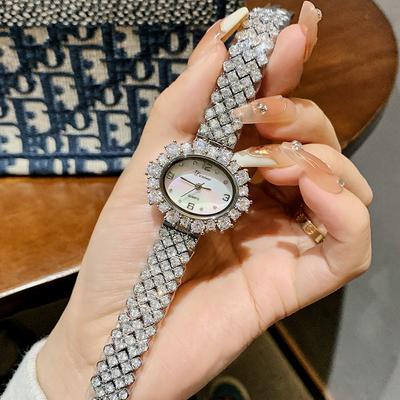 New Style Elegant Rhinestone Women's Watch Fashionable Compact Oval Dial Quartz Watch for Women