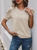 Damen Lässiges Sommer-T-Shirt mit Rundhalsausschnitt und Puffärmeln, einfarbig