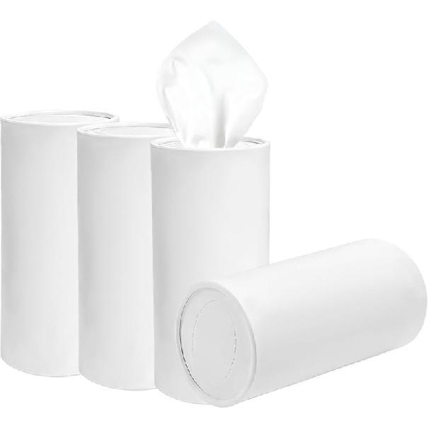 4 PCS Car Tissues Holder, Car Cup Holder Refillable Travel Tissues Tube With Facial Tissues, Portable Cylinder Round Tissue Boxes Container Decor For белый