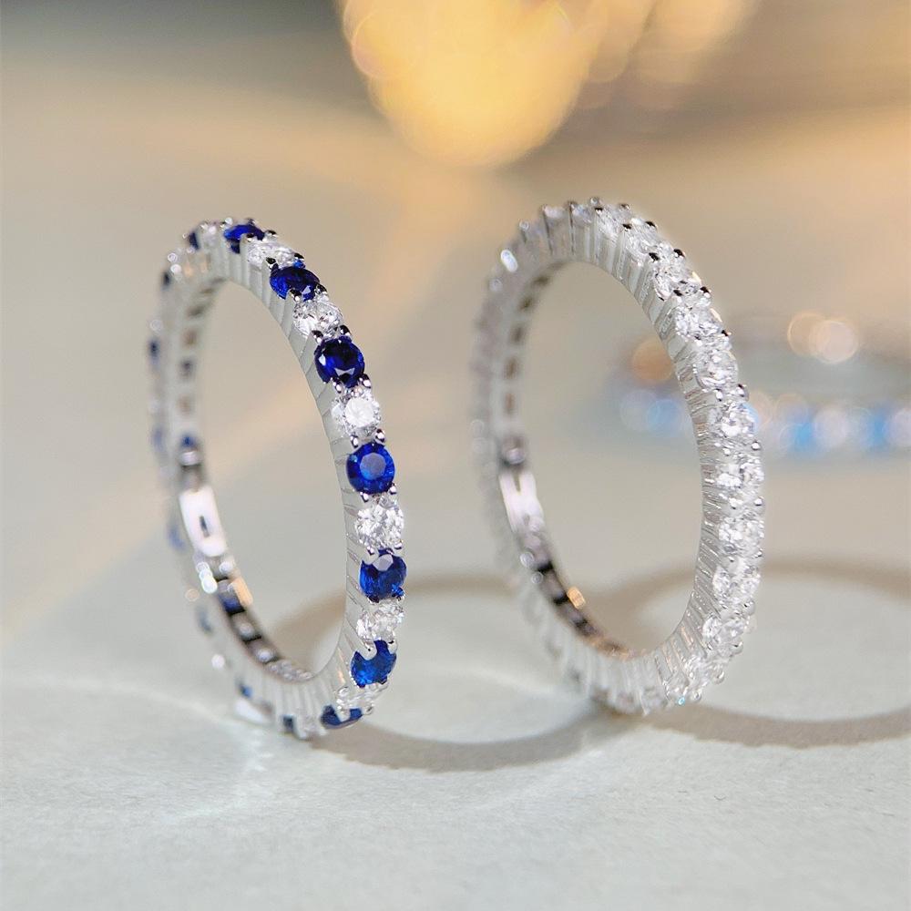 2022 High Carbon Diamond S925 Sterling Silver Zircon Ring for Women - Stylish Inter-Diamond Design