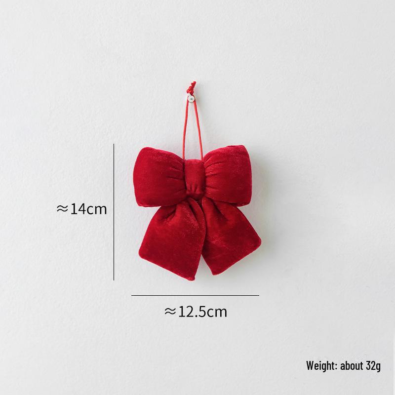 Large Red Velvet 3D Christmas Bow Pendant Ornament