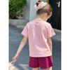 2026 Summer Cartoon Rabbit Print Children's Pure Cotton Pink Short-Sleeved T-Shirt Korean Brand Children's Clothing Girls' Tops