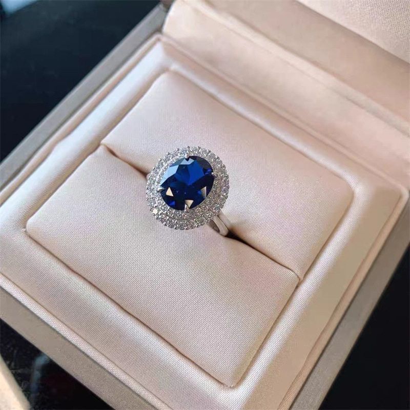 

Elegant Three-Piece Set Accessible Luxury Pendant Easiest for Match Blue Diamond Ring