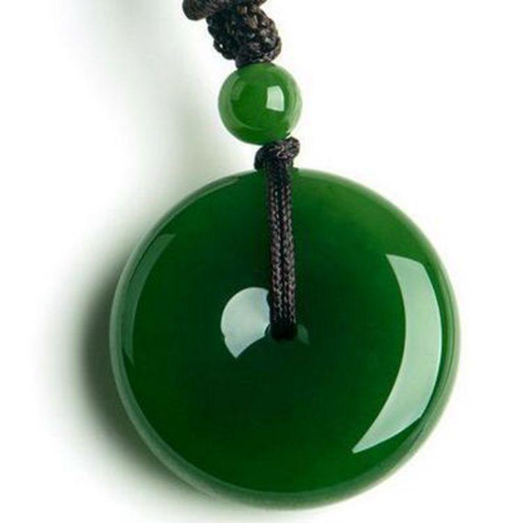 Hetian Jasper Ping an Kou Green Jade Unisex Pendant 102 нефритовый
