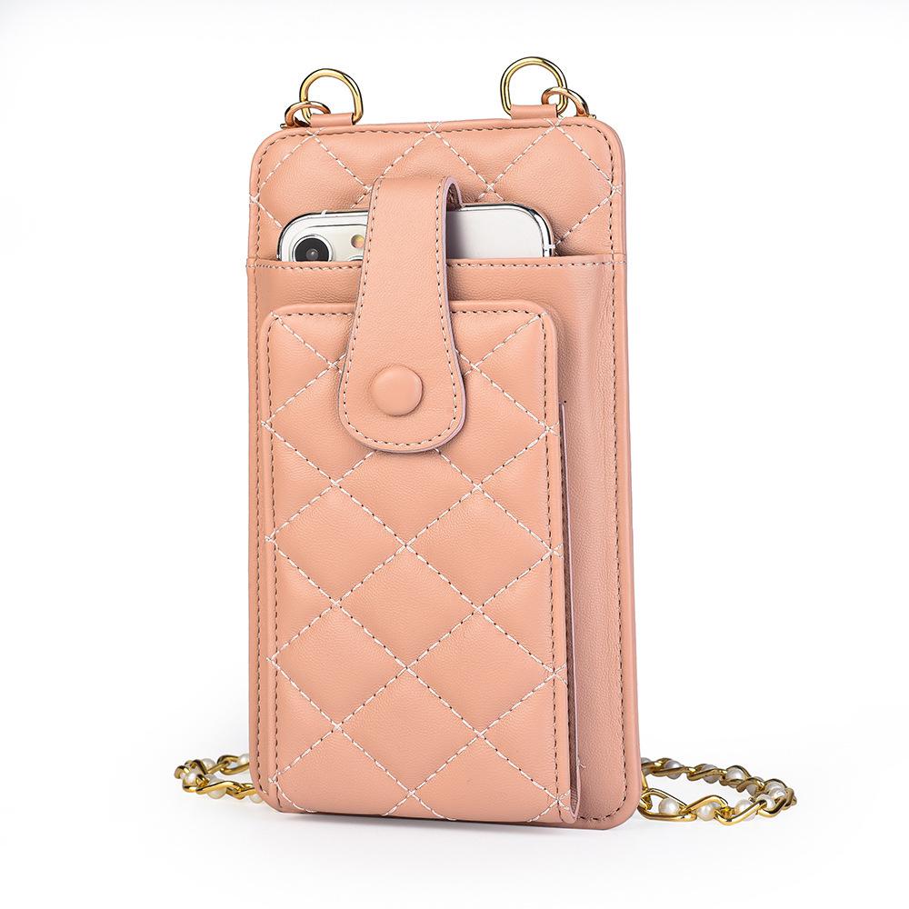 Women s 2022 New Plaid Crossbody Phone Bag & Wallet розовый