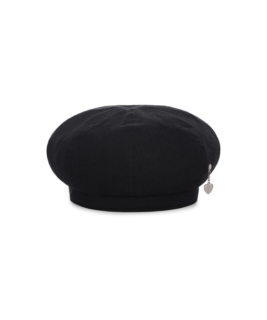 Bajal Heart Chain Studded Linen Beret Black