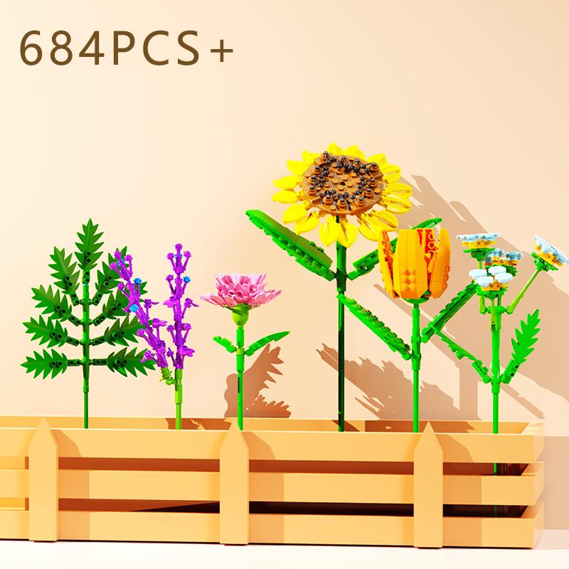 Blocos de Construção Criativos de Flores 684 Peças Brinquedos Modelo Flor de Bloco de Construção Montar Brinquedos de Blocos para Criança Ornamento Presentes