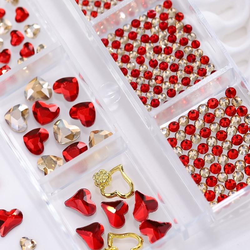 Valentine's Day Nail Charms Studs Nail Rhinestones Gems Luxury Nail Art Rhinestones Craft Diamonds Crystal Jewels Stones