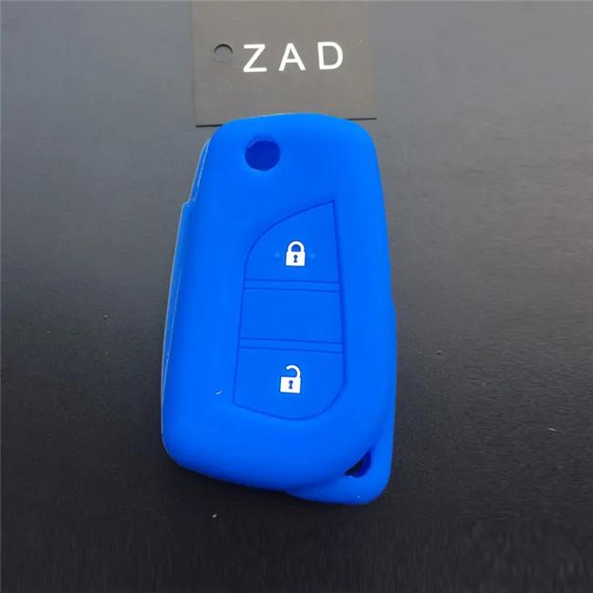 ZAD Silicone Rubber Car Key Cover Case Shell Set Protector Fob for Toyota Aygo Yaris Highlander Camry RAV4 2 Button Key Holder