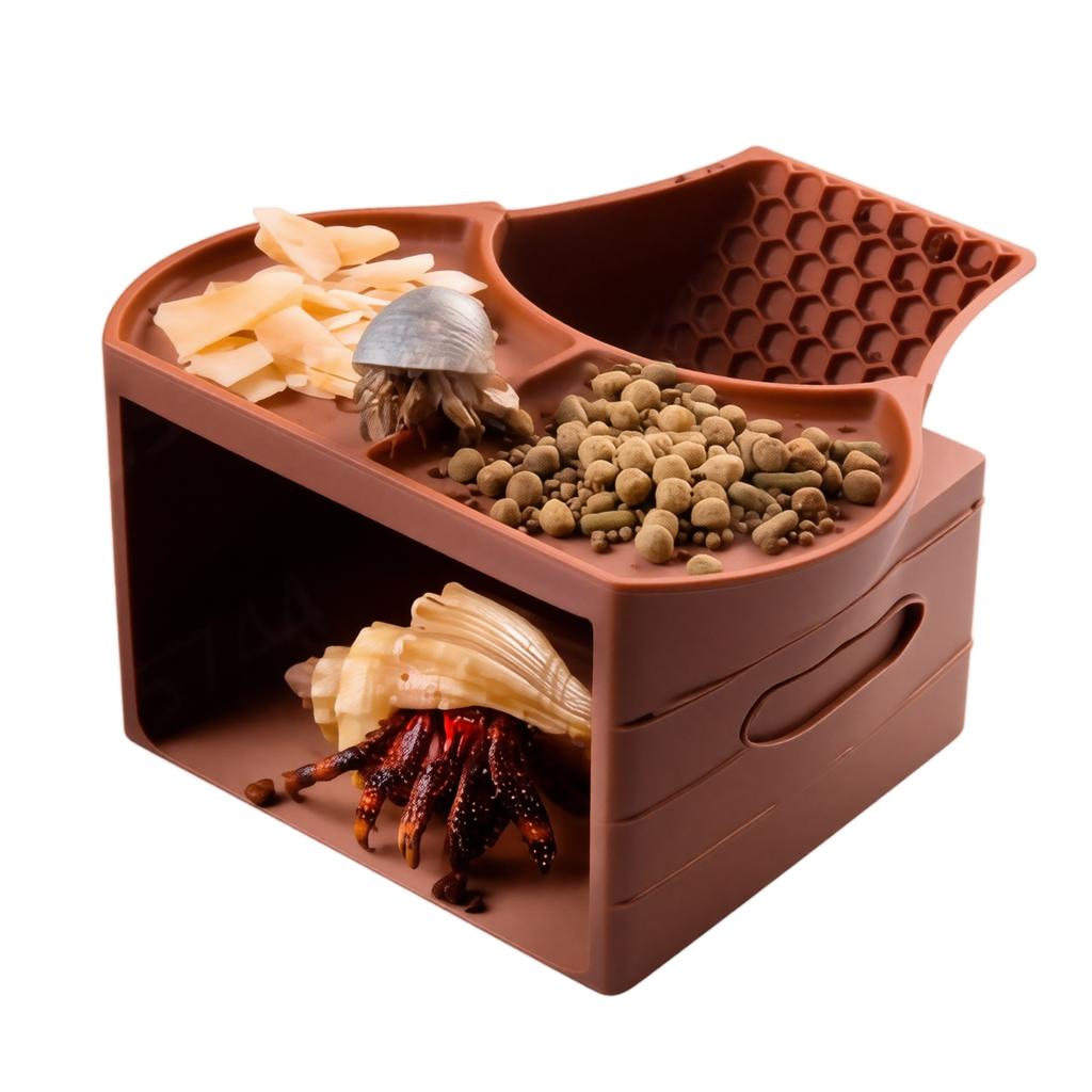 Hermit Crab Shelter with Food Bowls, 2-in-1 Hideout and Feeder for Terrarium