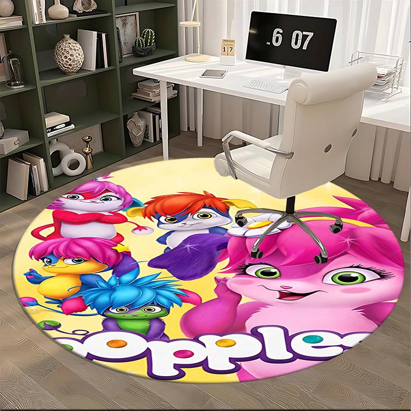 Popple Characters,Popple Friends Chair Mat Round Rug Office Carpet, Non Slip, Suitable for Living Rooms, Bedrooms,Decor1205758a