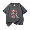Kids Cotton T Shirt Floral Letter R Print Crew Neck Short Sleeve Tee Casual Boys Girls Summer Tops