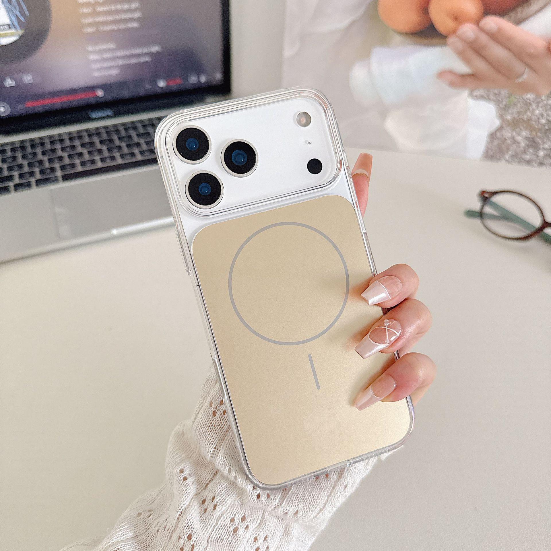 

Compatible iPhone 17 Pro Max Magnetic Glass Back Case - Full Coverage Protective Shell iPhone 16 Pro Max золотий