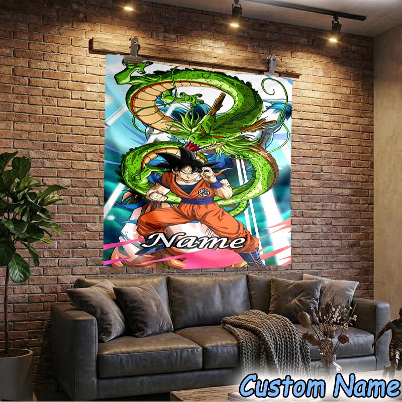 Custom Name Tapestry Anime Dragon Tapestry, Unique Design Tapestry, Suitable for Bedroom,Livingroom, Playroom,Heartwarming Fan Holiday Gifts
