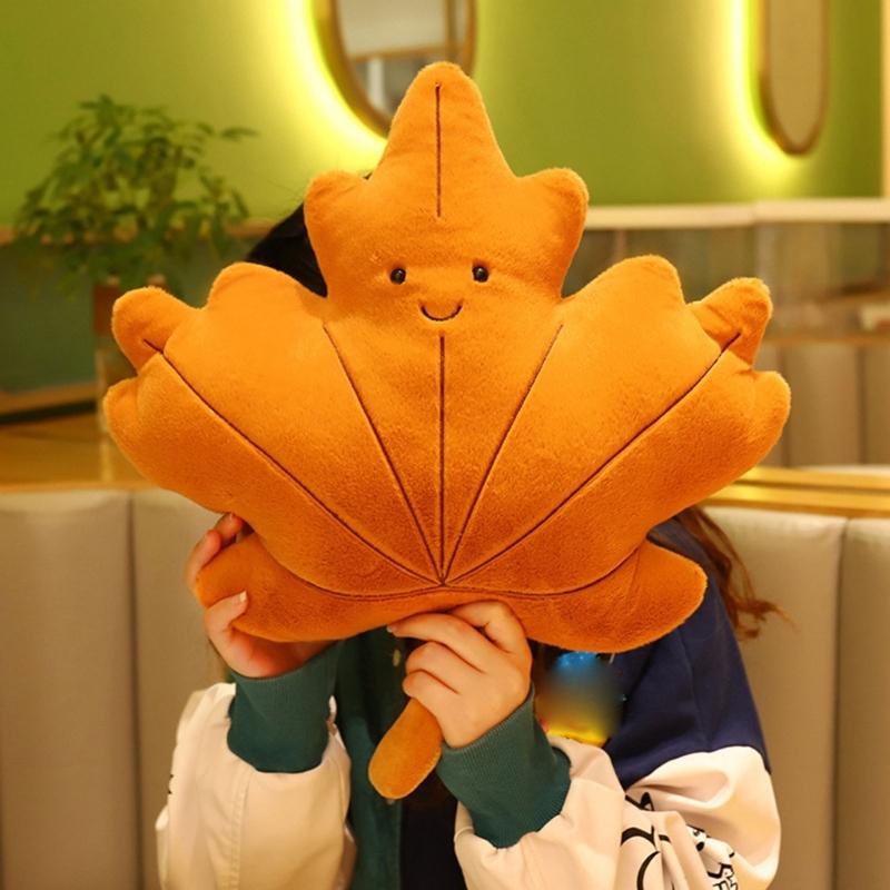 Green Plant Plush Doll  Leaf Shaped Pillow Soft and Comfortable Cushion for Relaxation Fun Home Decor