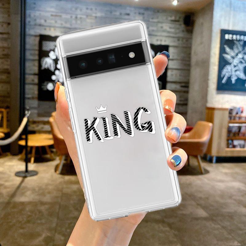 Für Google Pixel 10 Pro 10A Handyhülle Pixel 9 Pro XL Pixel 8 Pro 9A 8A 7A 7 6A 6 Pro Weiche Hülle Paar Cartoon Krone König Königin