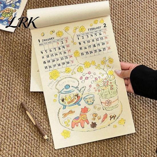 Artistic Hanging Calendar 2027 Wall with Wind And Flower Illustrations, Hand-Painted Retro Linen Personalized Office Planner Texture Paper,