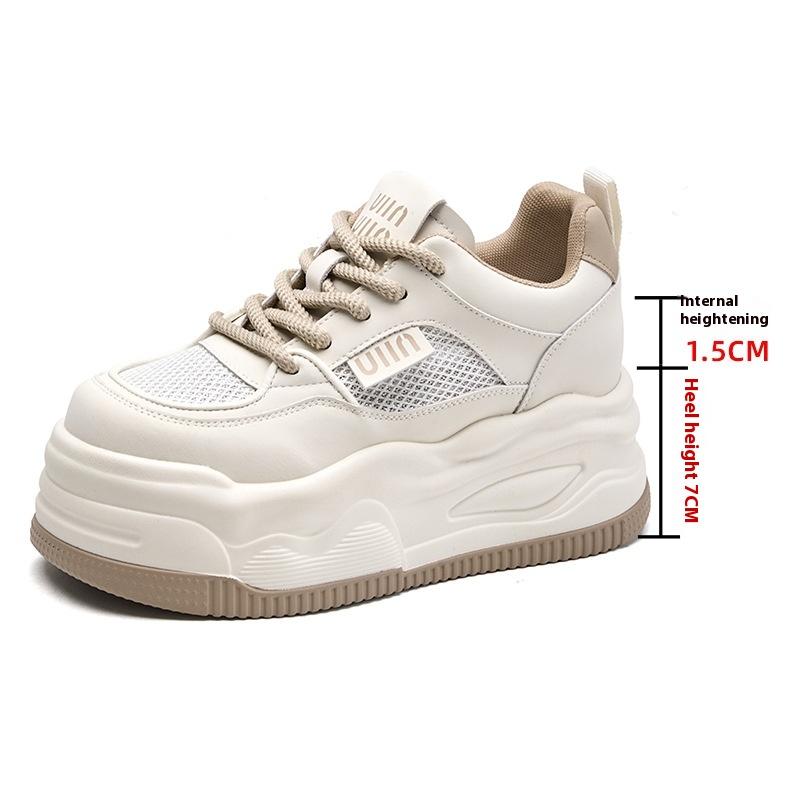 Summer Dad Shoes Women's Casual Shoes 8CM Thick Sole Height Increase White Shoes Breathable All-match Women's Shoes