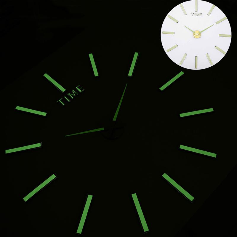New Luminous Wall Clock Large Watch Horloge 3D DIY Acrylic Mirror Stickers Quartz Duvar Saat Klock Modern Mute