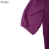 ZANZEA Women Casual V-Neck Solid Color Loose Half Sleeve Dress