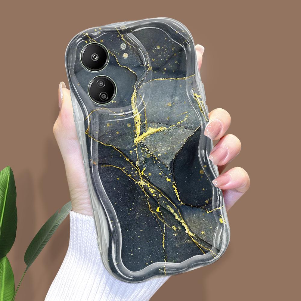 Cute Cartoon Pattern Cream Texture Casing Wavy Edge Soft Silicone Cover Phone Case for Xiaomi Redmi