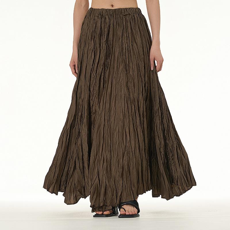 Fluttering Draped Pressed Wrinkled Half Body Skirt Women Plus Size Loose Swing Skirt Plus Size