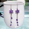 Crystal Flower Tassel Earrings with Silver-Plated Needles - Anti-Loss Zircon Design Inspired by Japanese and Korean Style
