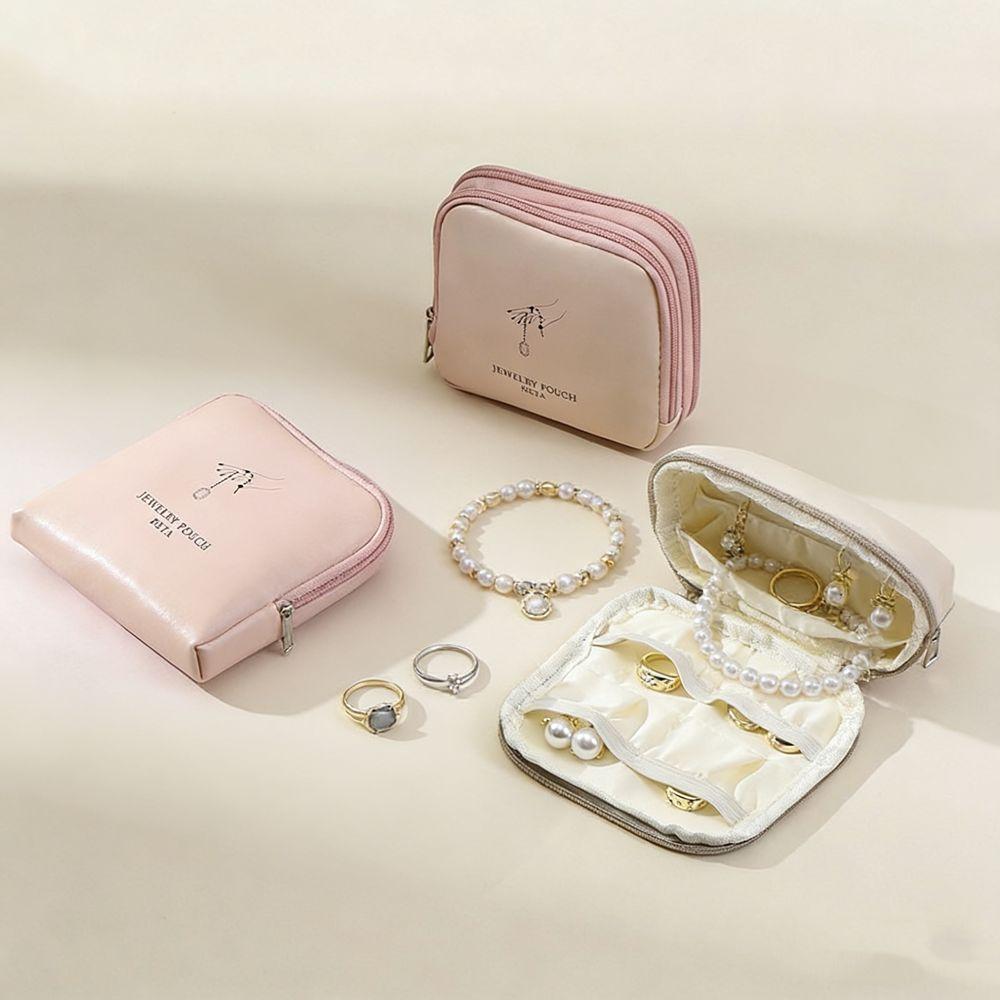 Single/Double Layers Jewelry Storage Bag Mini Multiple Sections Zipper Jewelry Bag with Soft Lining Jewelry Pouch Ladies/Girls