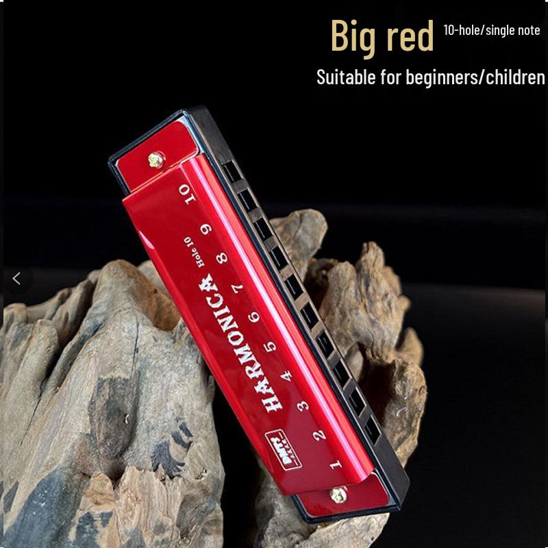 Dětská kreslená harmonika: Kovová zvuková hračka s 10 otvory pro hudební výuku v mateřské a základní škole