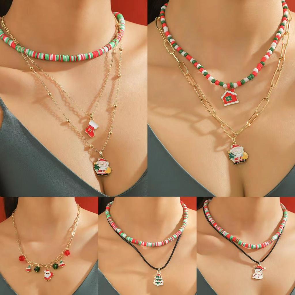 Christmas Day Necklace European and American Multi-layer Christmas Necklace Christmas Necklace