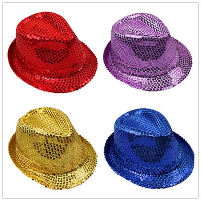 Britischer Top Jazzhut Eimerhut Herren Damen Bühnenauftritt Paillettenhut Glänzende Weihnachten Filzhüte Party Eltern Hut Hollween