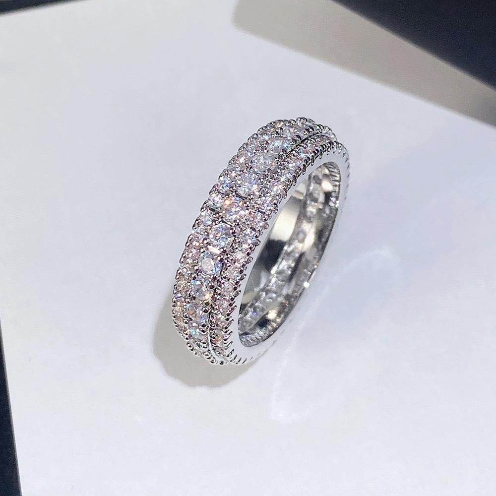 Sterling Silver Ring Inlaid Crystal Zirconium Round Ring Stone Men And Women Luxury Simple  Gift Jewelry