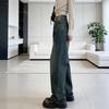 Fleece Thickened Cement Wide-leg Jeans Autumn and Winter New Straight High Waist Loose and Thin Mopping Women's Pants