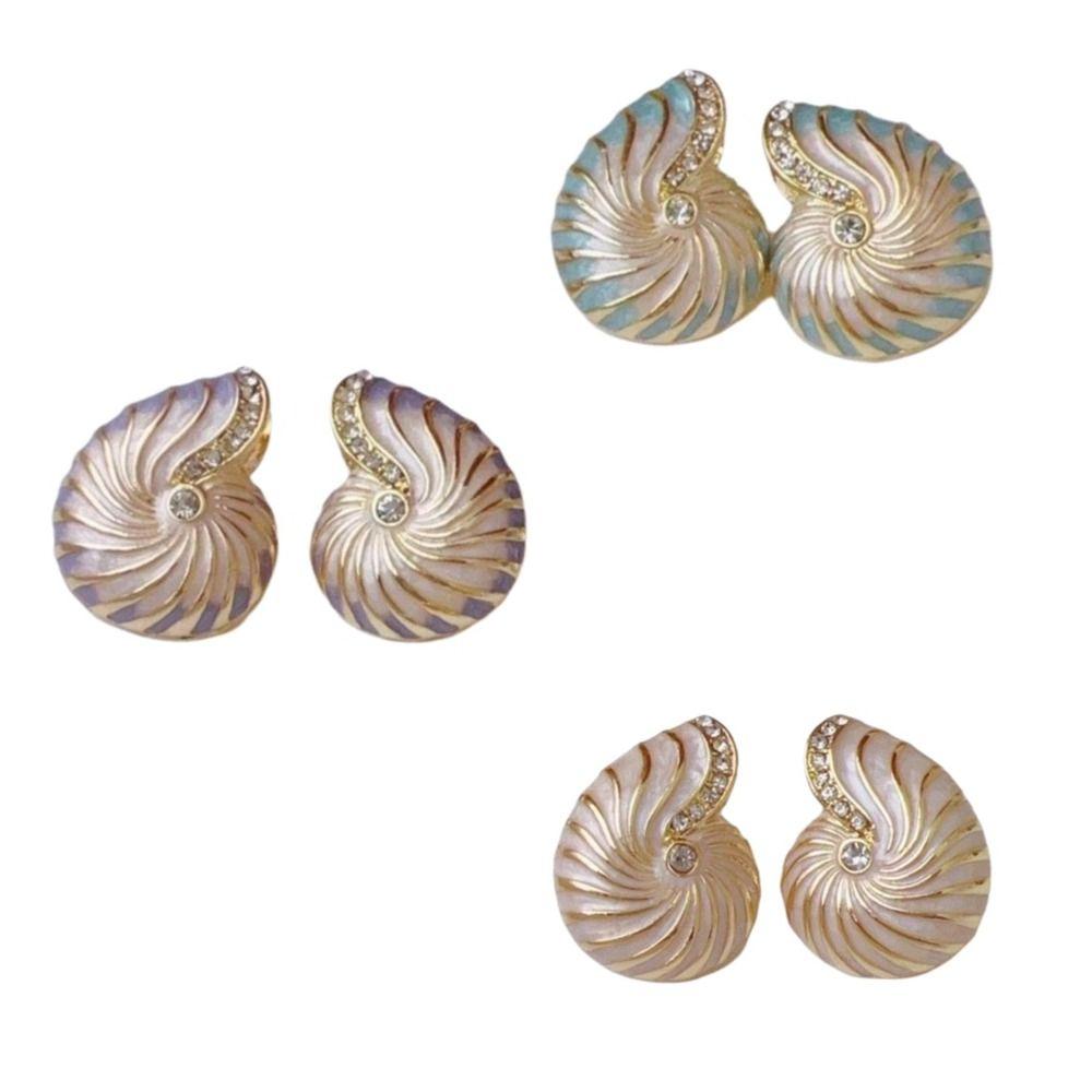 Zircon Nautilus-shaped Earrings Dainty Metal Stud Earrings Vintage Bohemian Earrings Seaside
