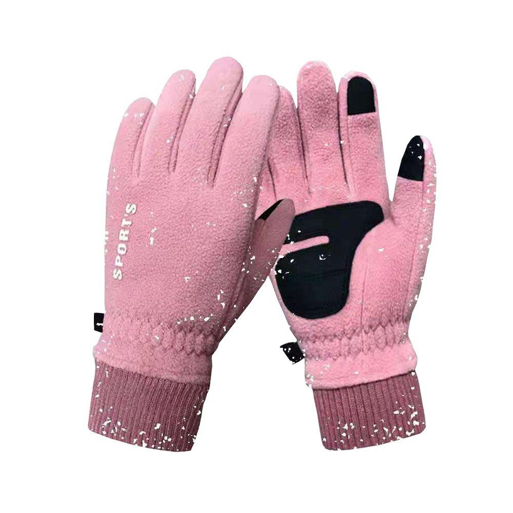 

Thicken Waterproof Fleece Ski Gloves Riding Climbing Mitten Winter Warm Touch Screen Gloves women pink