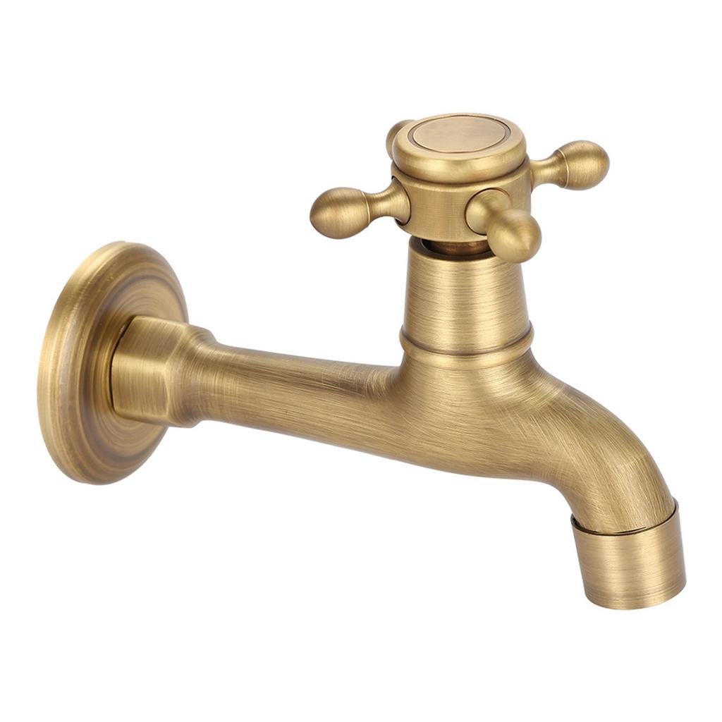 Faucet Wall Mounted Vintage  Brass Faucet Single Cold Water Tape for Kitchen Sink Mop Pool Wall Mount Faucet Vintage Faucet