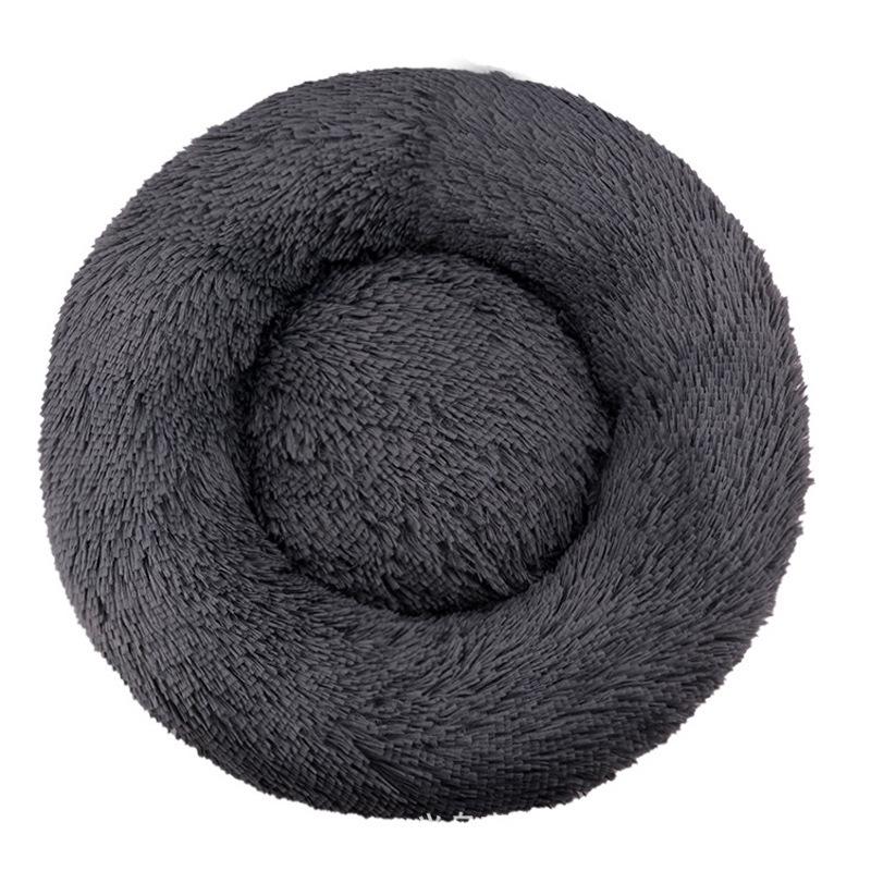 Plush Round Machine Washable Pet Kennel Autumn and Winter Warm Cat Kennel Integrated Pet Supplies Kennel 40cm темно-серого