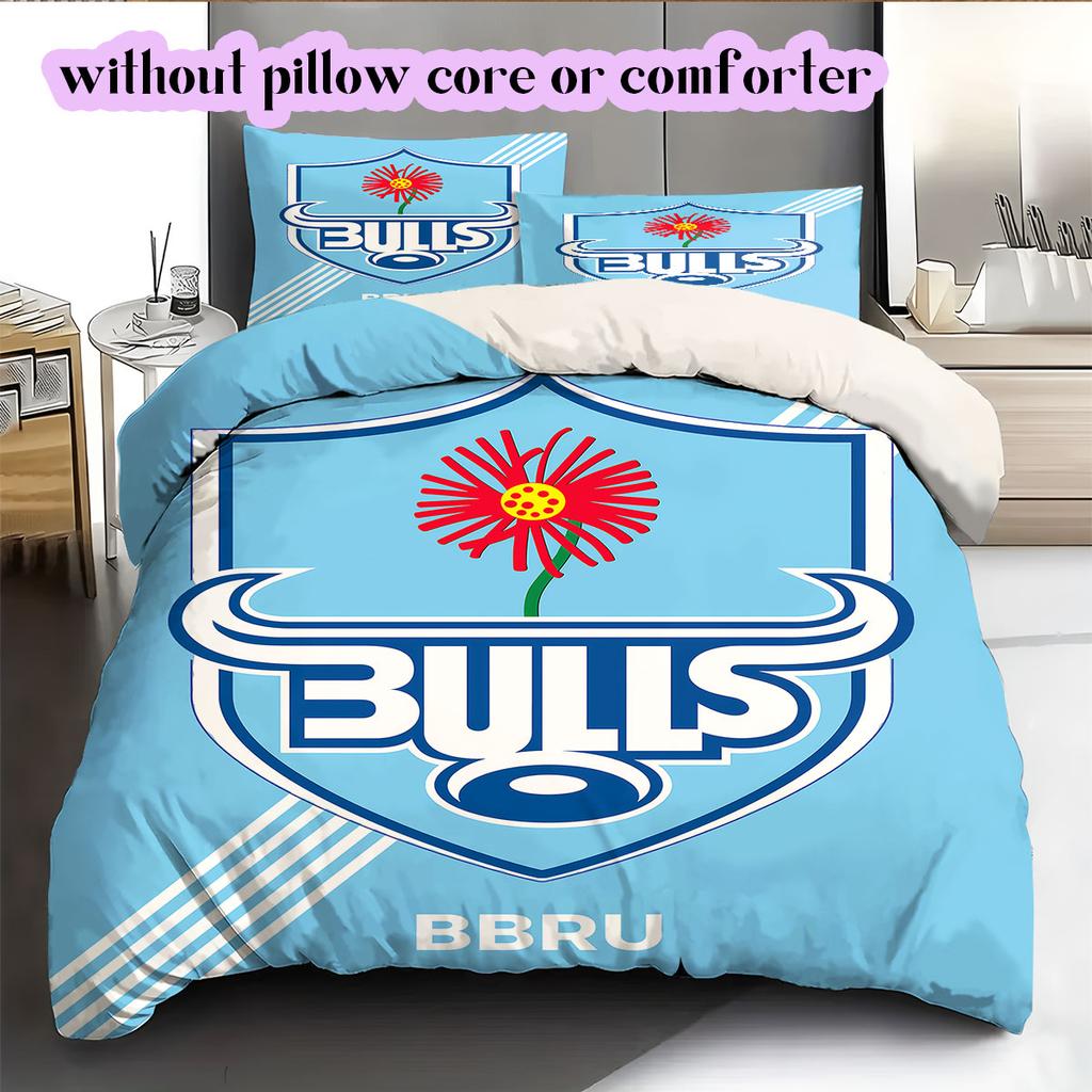 The Bulls rugby Pattern Bedding,Quilt Set Quilt Cover Pillowcase Home Birthday Gift (1*duvet cover+2*pillowcase,without core)